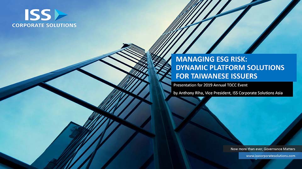 ESG Considerations for Taiwan-listed Corporates